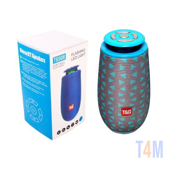 T&G PORTABLE BLUETOOTH SPEAKER TG-508 TF/AUX/FM/U DISK/HANDS-FREE CALL SILVER BLUE